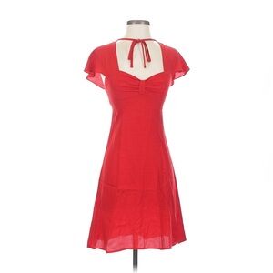 Rare Topshop x Kate Moss Collab Red Tie-Back Sweetheart Neck Midi Dress 4 NWOT
